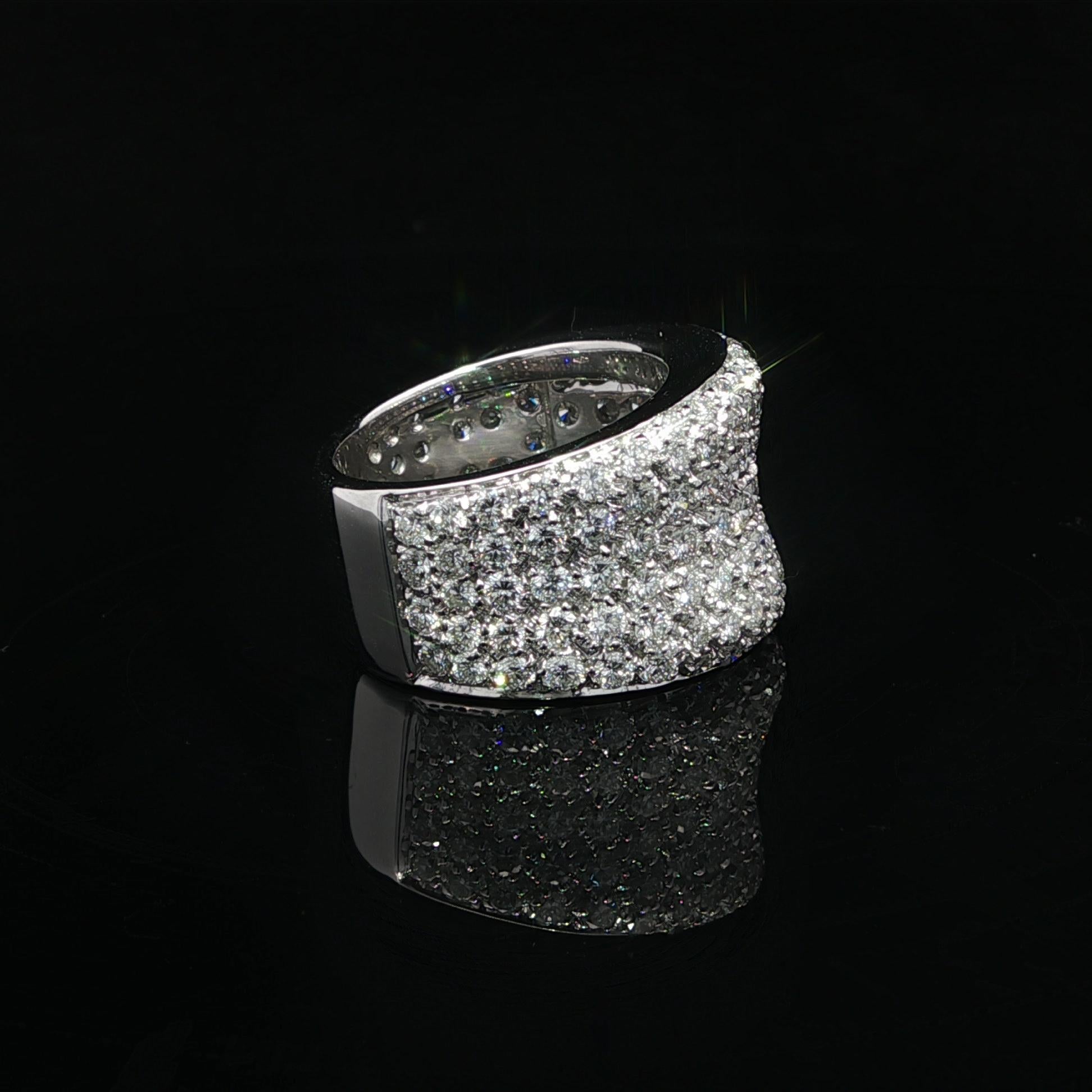 18k Weißgold 2,76ctw G VS Pave Diamant breite konkave Zigarre Band Ring im Angebot 5