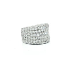 18k White Gold 2.76ctw G VS Pave Diamond Wide Concave Cigar Band Ring