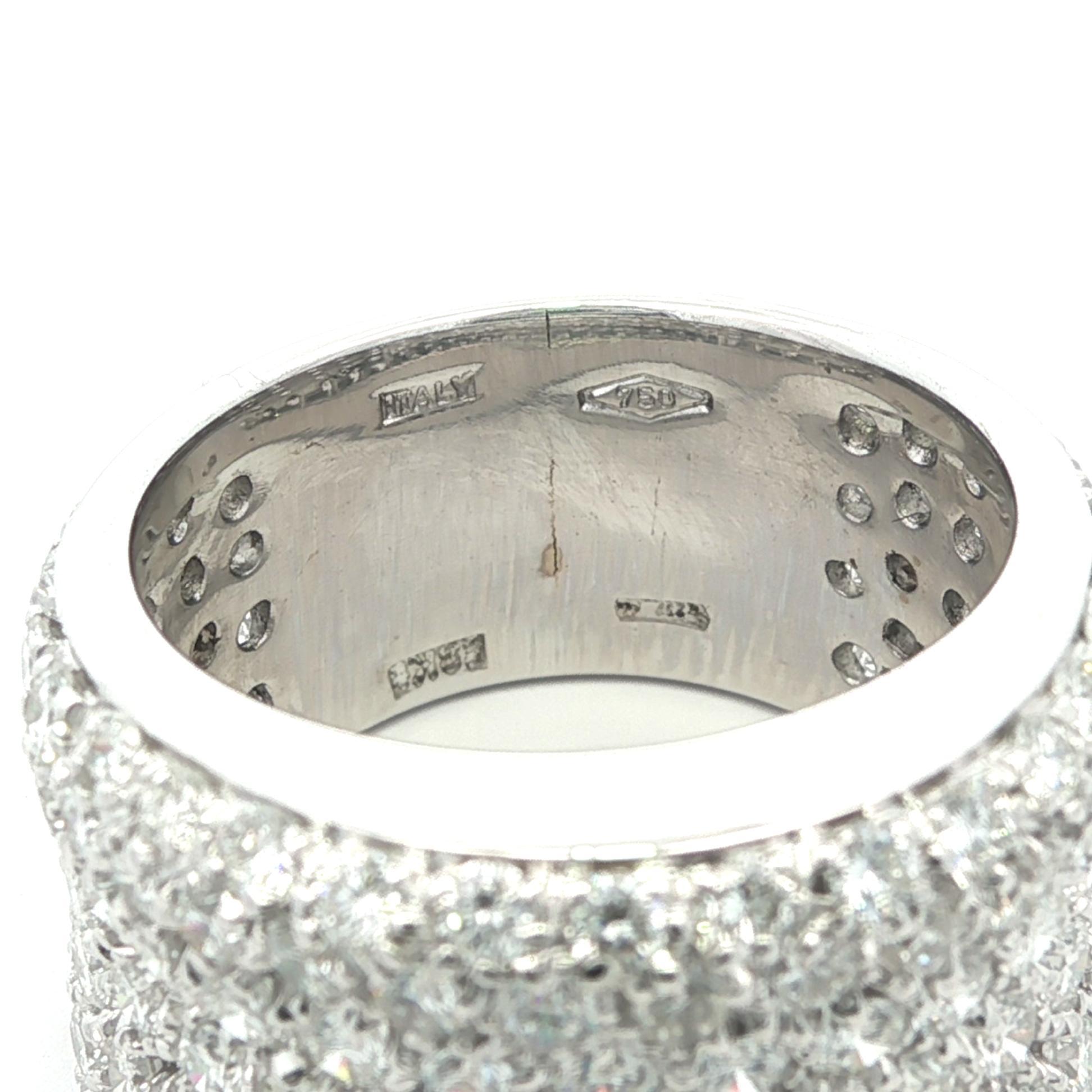 18k Weißgold 2,76ctw G VS Pave Diamant breite konkave Zigarre Band Ring im Angebot 2