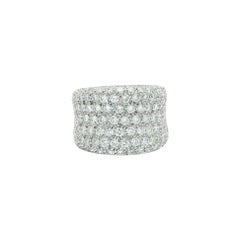 18k White Gold 2.76ctw G VS Pave Diamond Wide Concave Cigar Band Ring