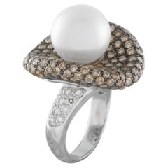 18K White Gold 2.80ct Diamond and Pearl French Ring MF08-050626