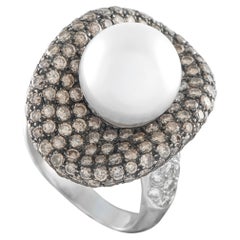 18K White Gold 2.80ct Diamond and Pearl French Ring MF08-050626
