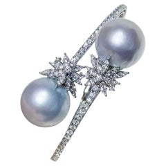 Pulsera de oro blanco de 18 quilates 2,80 ct Diamante Aurora 15-16 mm Perla del Mar del Sur