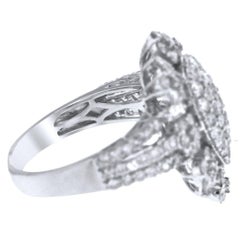 18 Karat White Gold 2.80 Carat Diamond Flower Petal Ring