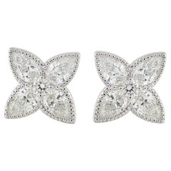 18K White Gold 2.81ct Diamond Quatrefoil Stud Earrings  AER-20030