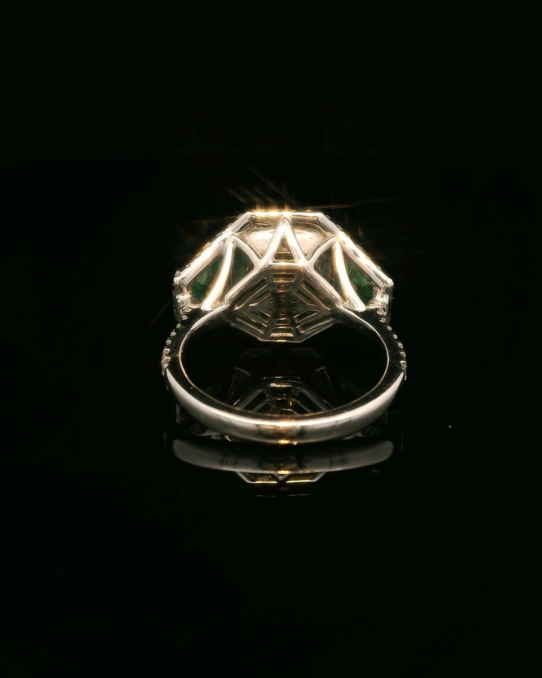 18K Weißgold 2,81ct VIVID GREEN Smaragdring aus Sambia mit weißen Pflasterdiamanten im Angebot 10