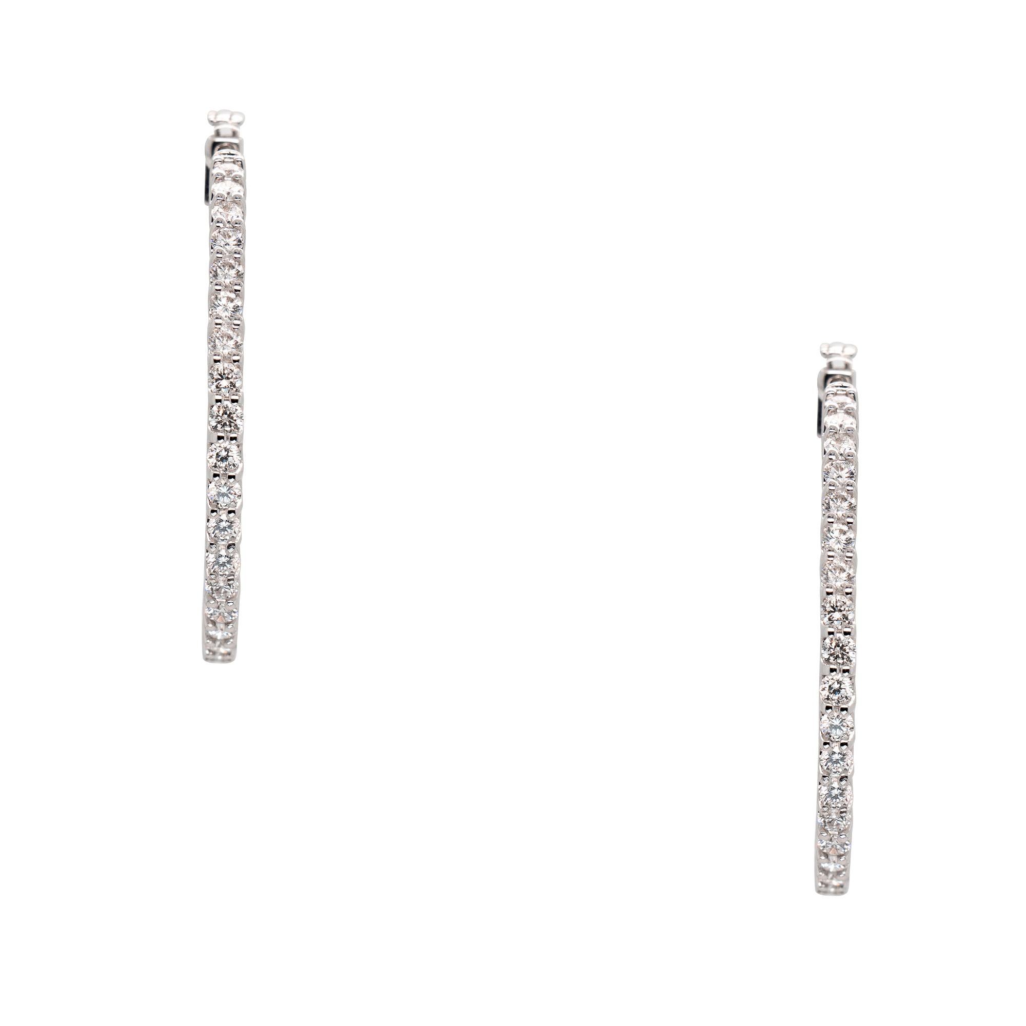Round Cut 18k White Gold 2.84ct Round Brilliant Natura Diamond Inside Out Hoop Earrings For Sale