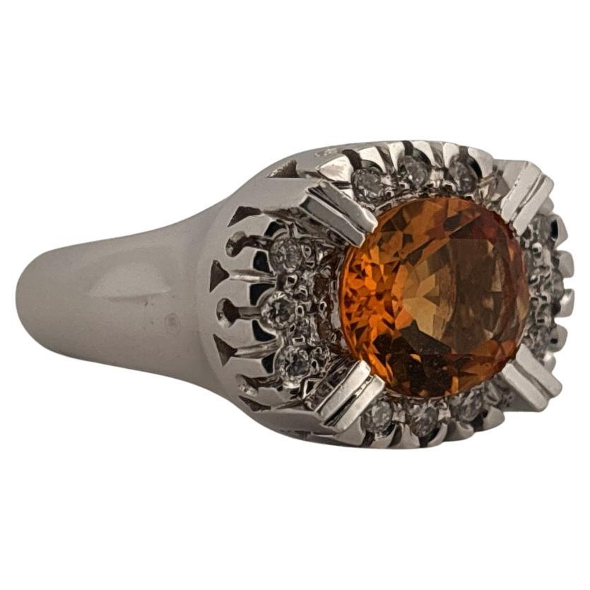 18K White Gold 2.85 Carat Oval Cut Citrine & 0.16 Carat Diamond Ring For Sale 4
