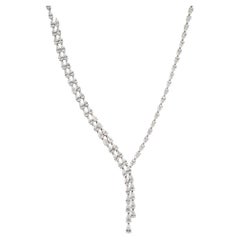 18K White Gold 28.56ct Pear Shape Diamond Tennis Graduated Lariat Necklace