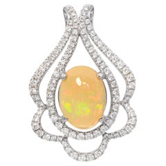 18k White Gold 2.89ct Opal and 1.13ctw Diamond Slide Pendant