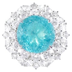 Anello cocktail con tormalina Paraiba in oro bianco 18 carati da 2,95 carati e diamanti