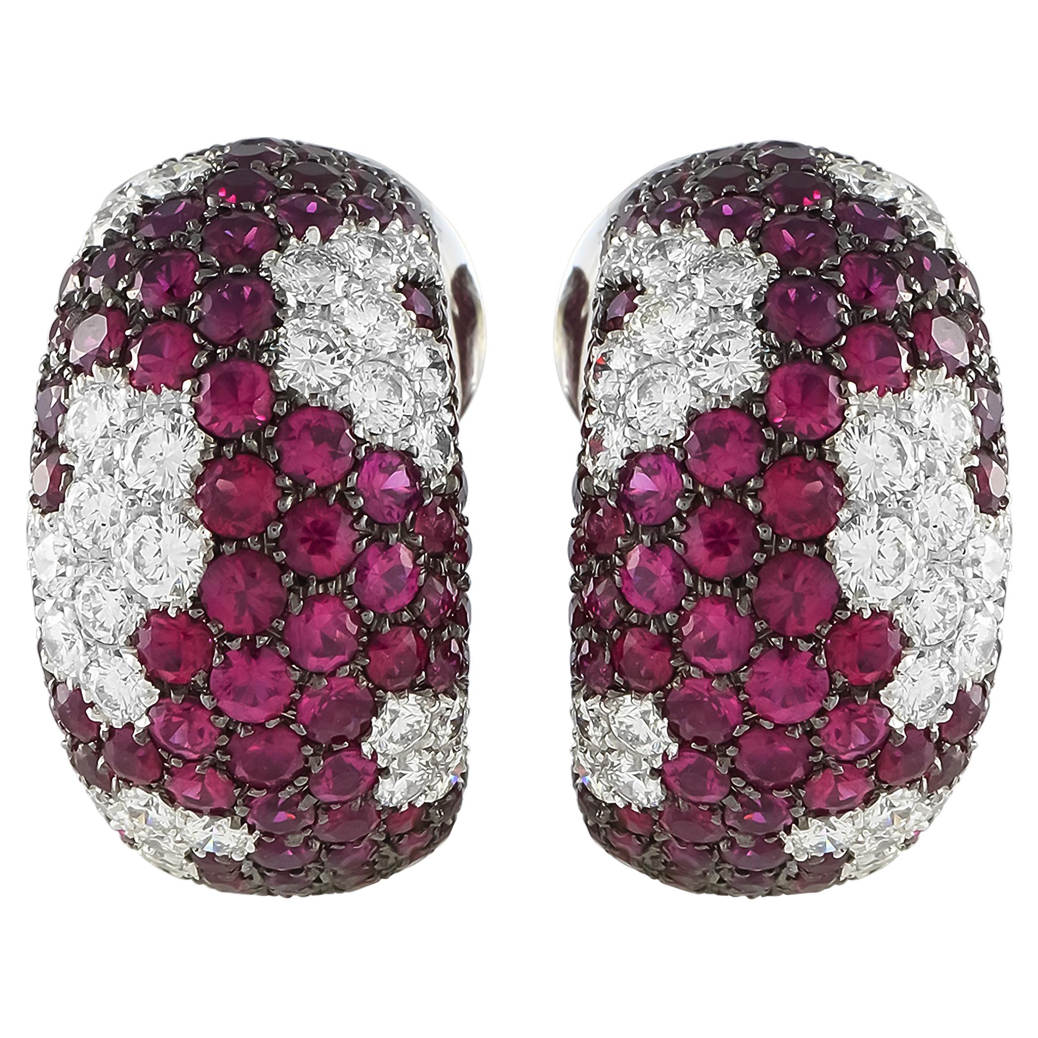 18K White Gold 2.97ct Diamond and Ruby Earrings