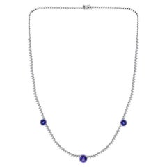 18K White Gold 2.98ct Natural Tanzanite & Diamond Necklace, Anniversary Gift Set