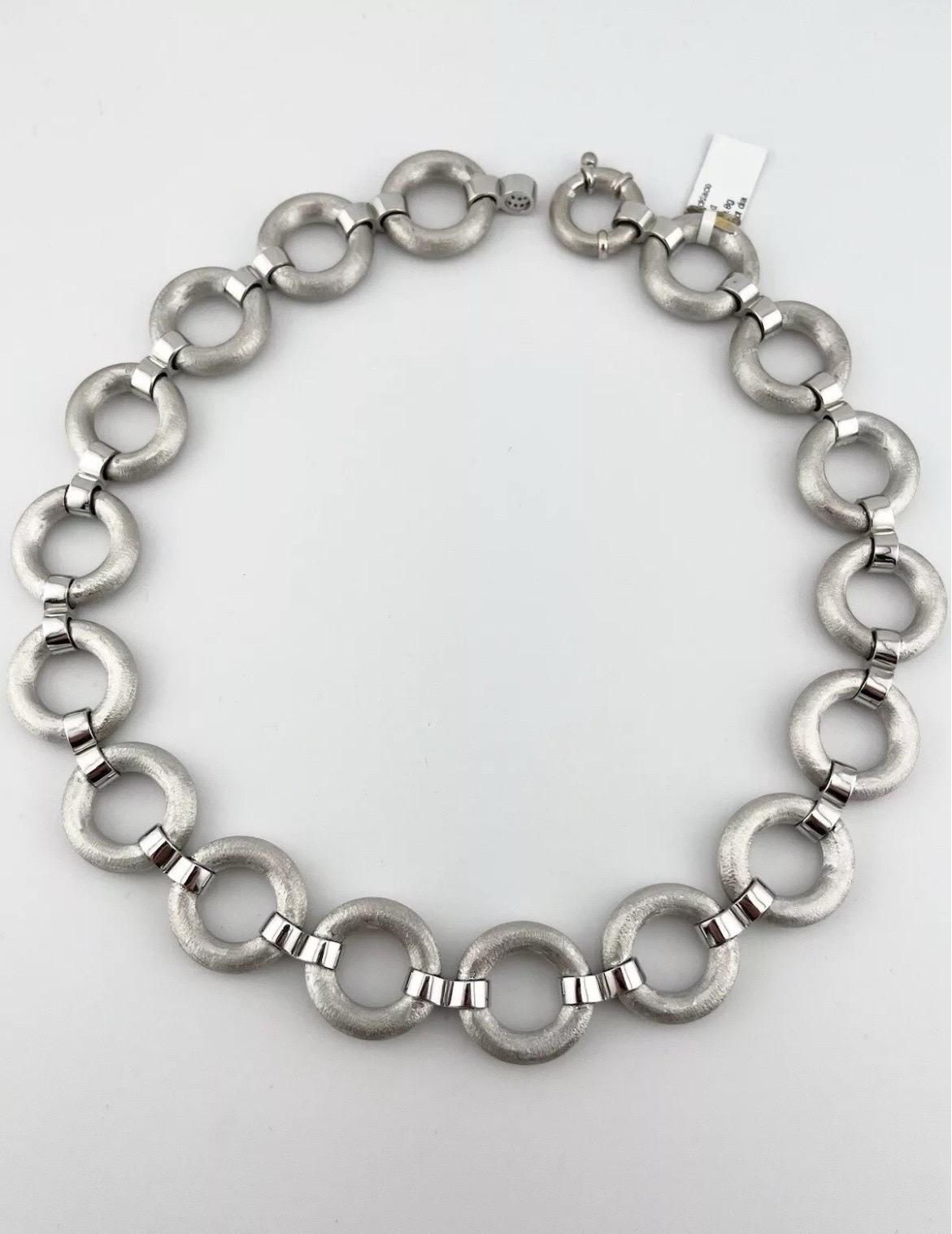 Collier pour dames en or blanc 18K avec collier ouvert à maillons ronds et diamants 2ctw en vente 4