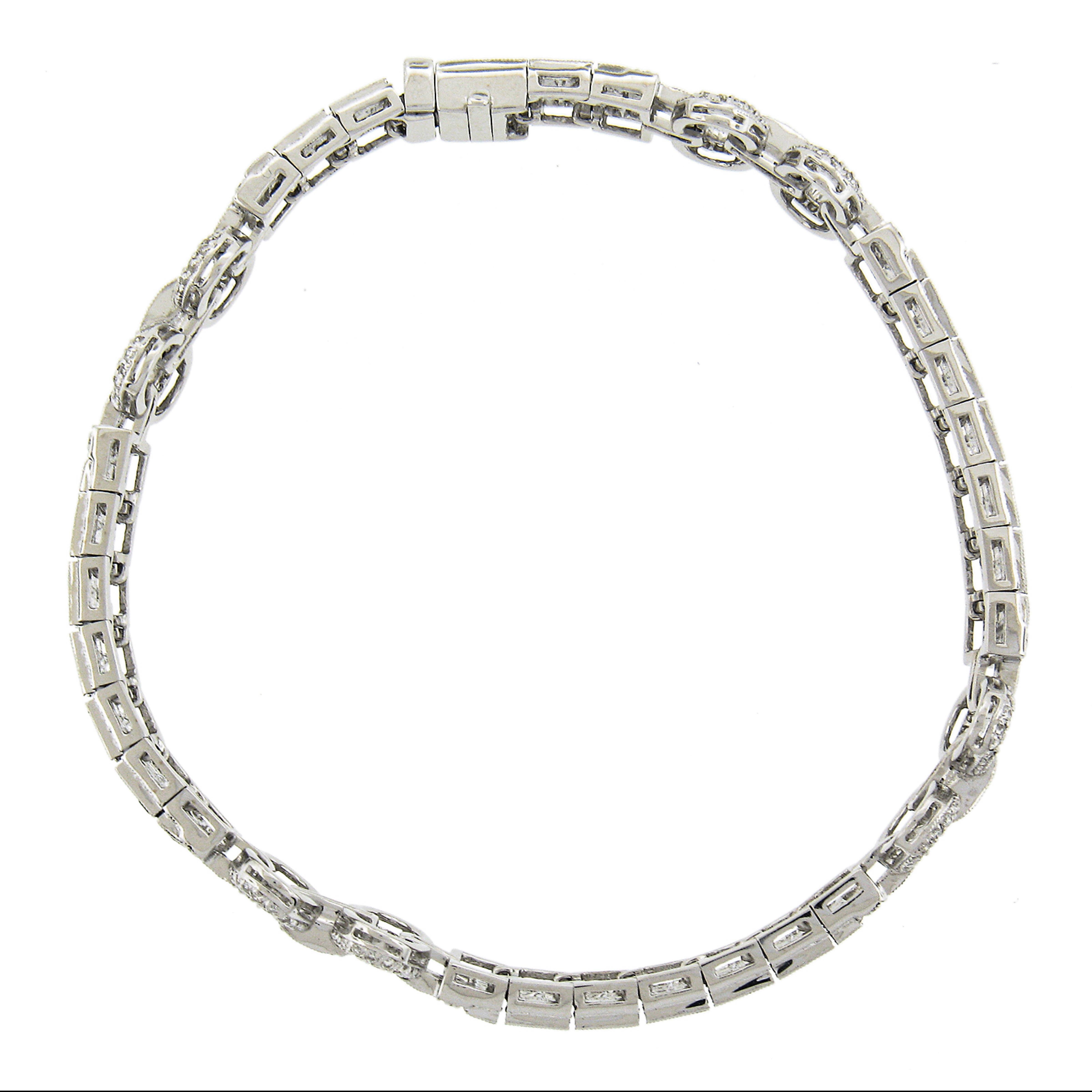 18k White Gold 2ctw Diamond W/ Royal Blue Sapphire Buckle Style Strap Bracelet For Sale 3