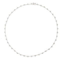 Collier à chaîne Rolo en or blanc 18 carats 2ctw Station Round Diamond by the Yard 16" (diamant rond de station)