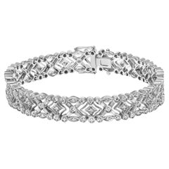 18K White Gold 3 3/4 Cttw Diamond Art Deco Vintage-Inspired Link Bracelet