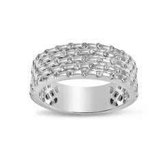 18K White Gold 3/4 Eternity Band with 5 Rows of Round Diamonds by Manart