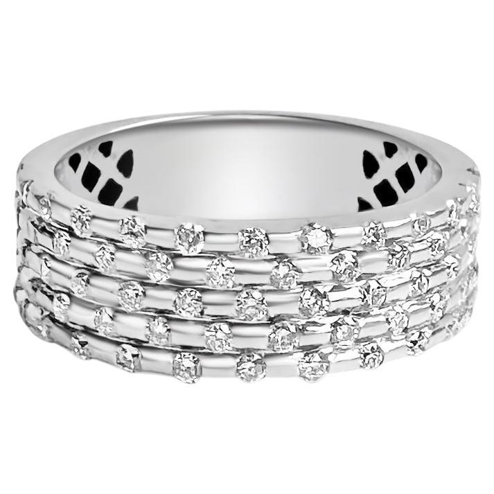 18K White Gold 3/4 Eternity Band with 5 Rows of Round Diamonds by Manart For Sale
