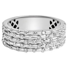 18K White Gold 3/4 Eternity Band with 5 Rows of Round Diamonds by Manart