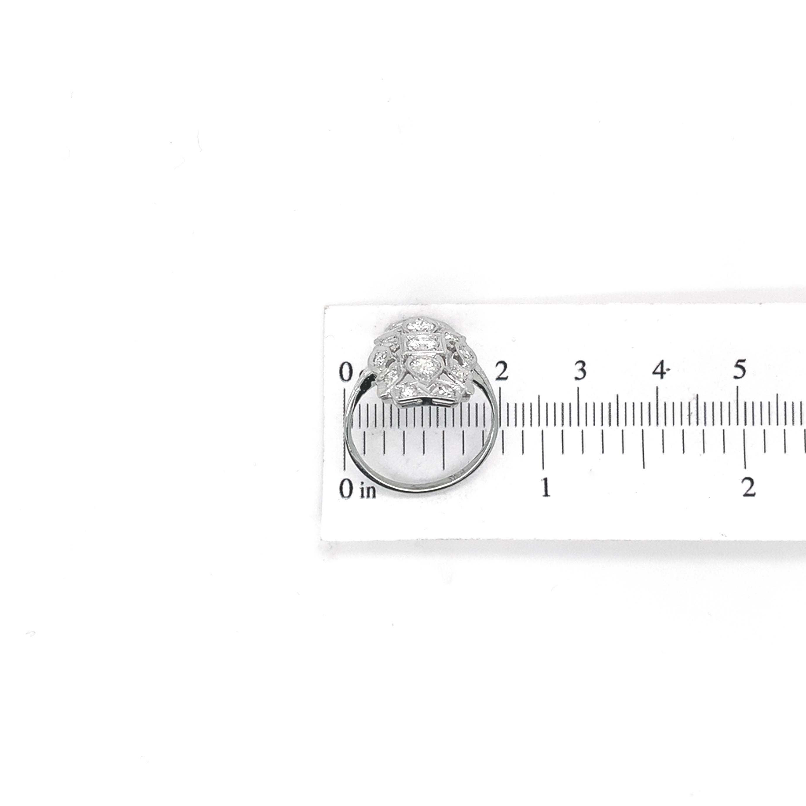 18K White Gold 3/4ct tw Diamond Filigree Ring size 6.5 For Sale 5
