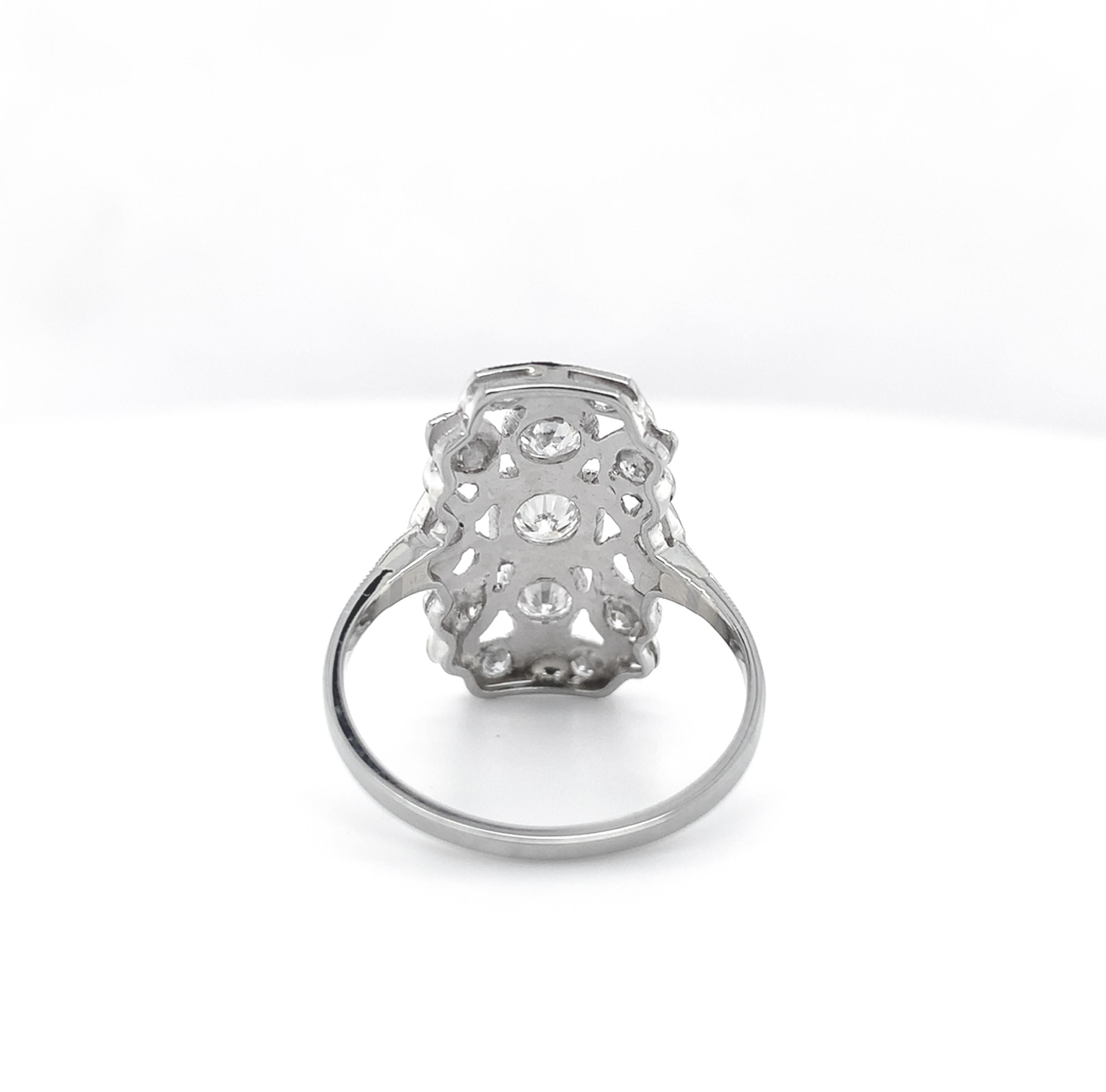 Women's 18K White Gold 3/4ct tw Diamond Filigree Ring size 6.5 For Sale
