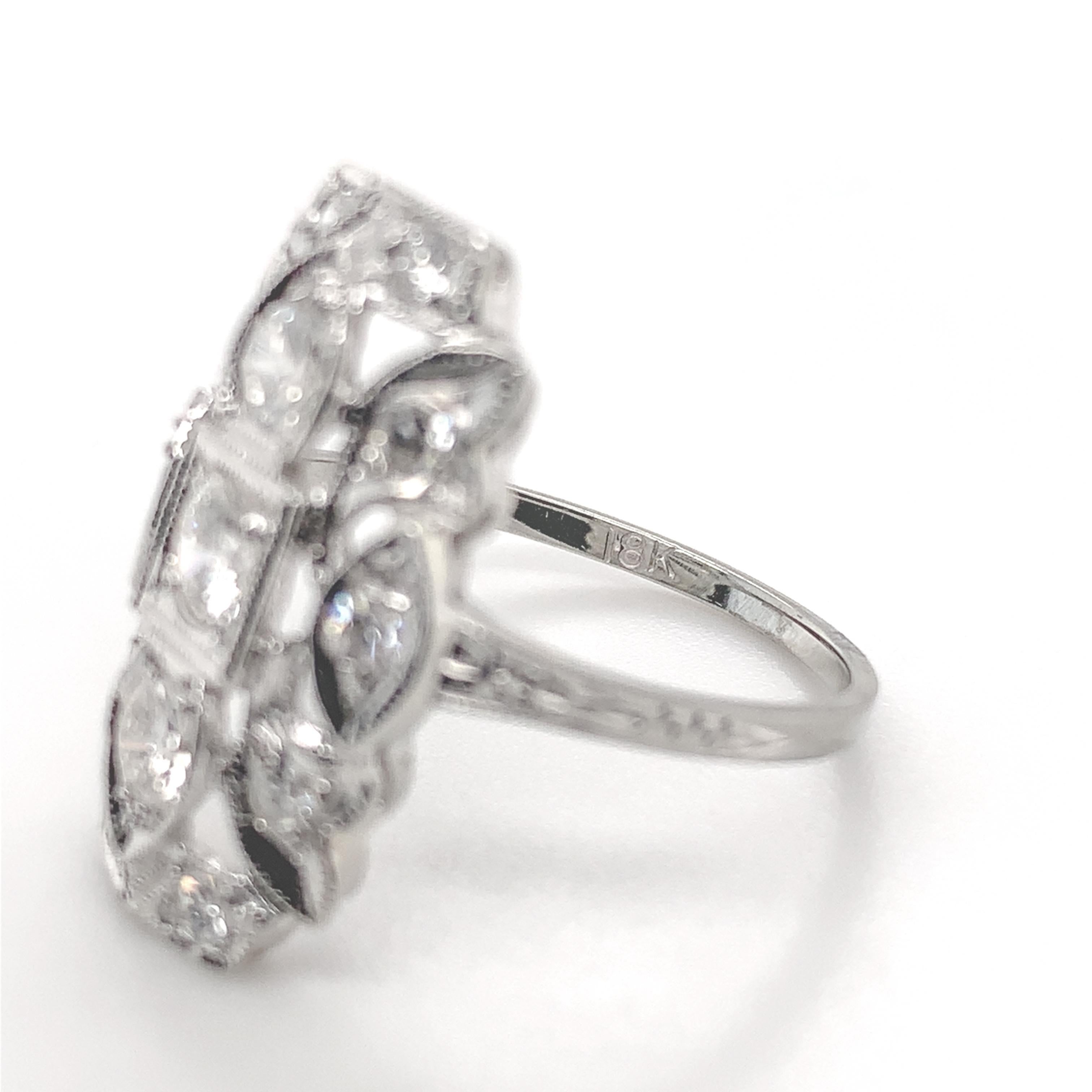 18K White Gold 3/4ct tw Diamond Filigree Ring size 6.5 For Sale 4