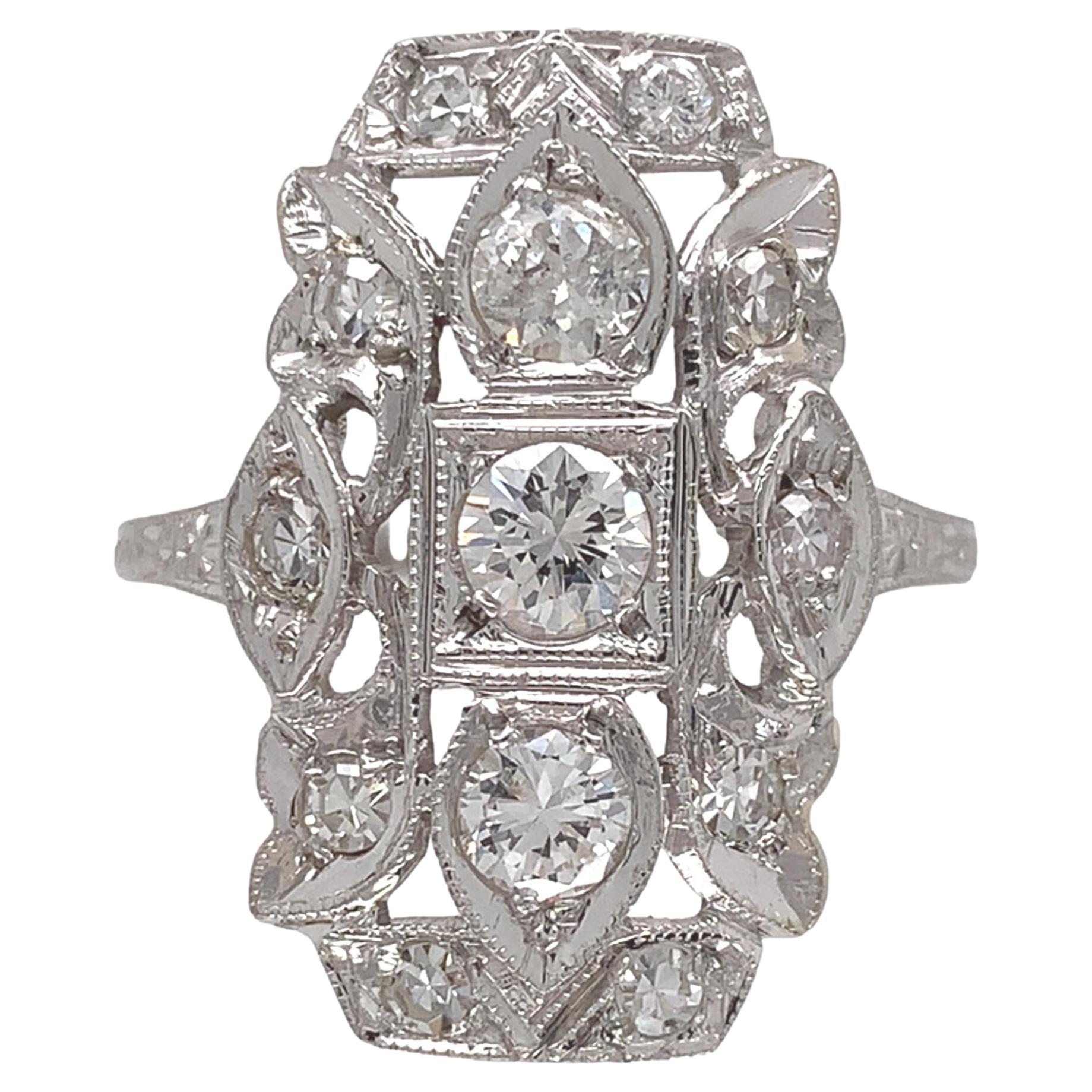 18 Karat Weißgold 3/4 Karat tw Diamant Filigraner Ring Größe 6,5