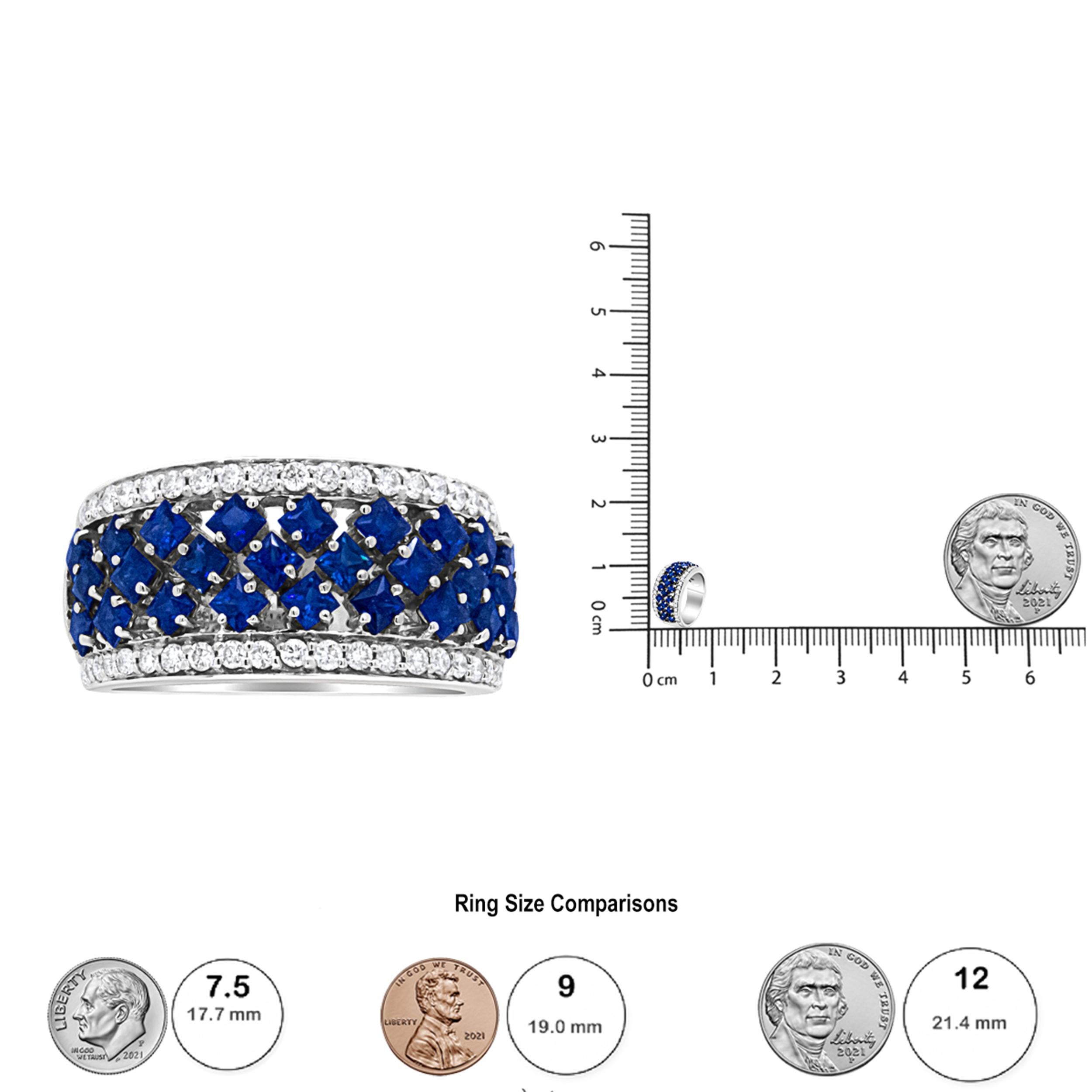 18 Karat Weißgold 3/8 Karat Diamant und blauer Saphir Mode-Ring im Zustand „Neu“ im Angebot in New York, NY