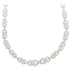 Collar de eslabones con diamantes Milgrain de 3 quilates en oro blanco de 18 quilates