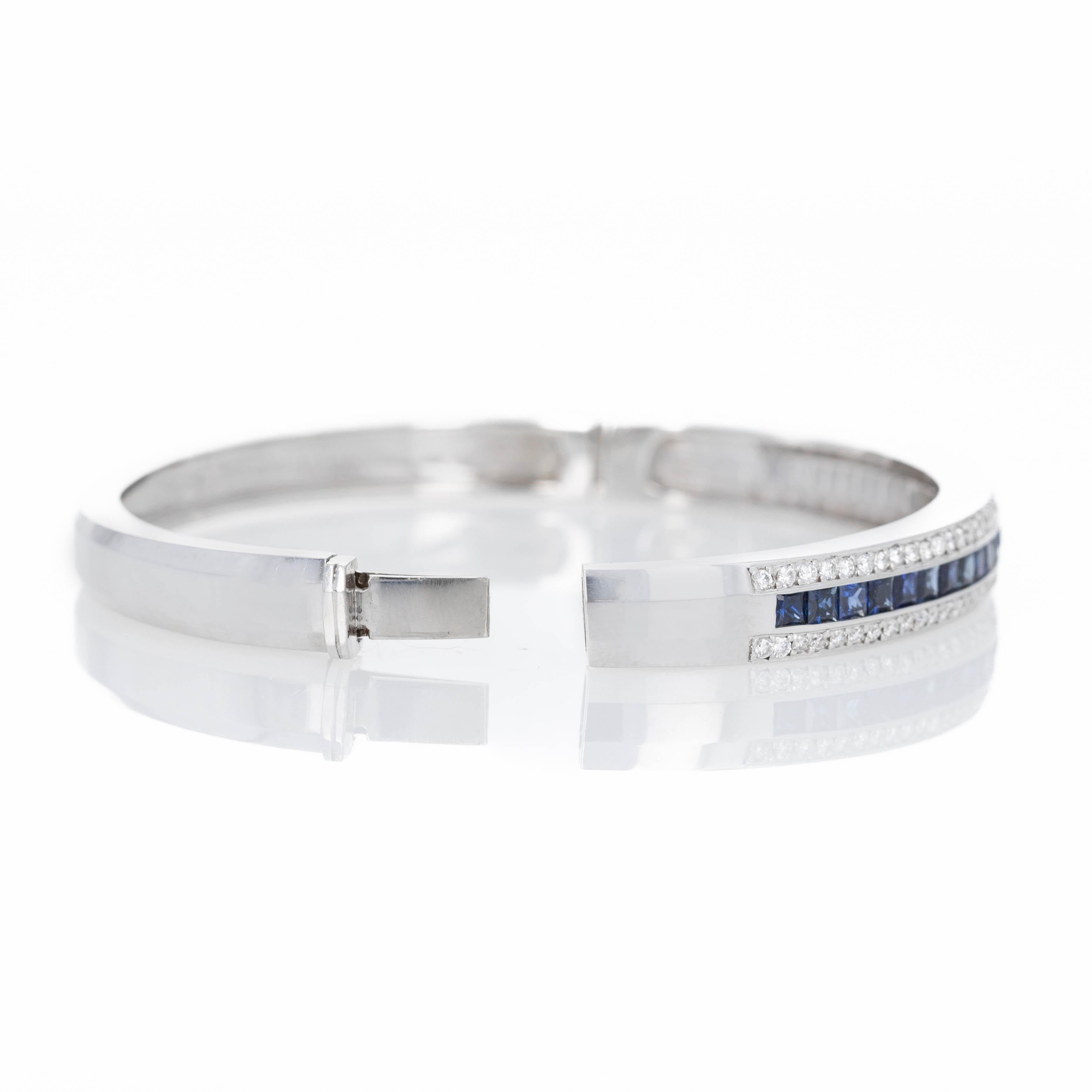 Bracciale in oro bianco 18K con zaffiro e diamante da 3 carati In condizioni ottime in vendita a Cape May, NJ