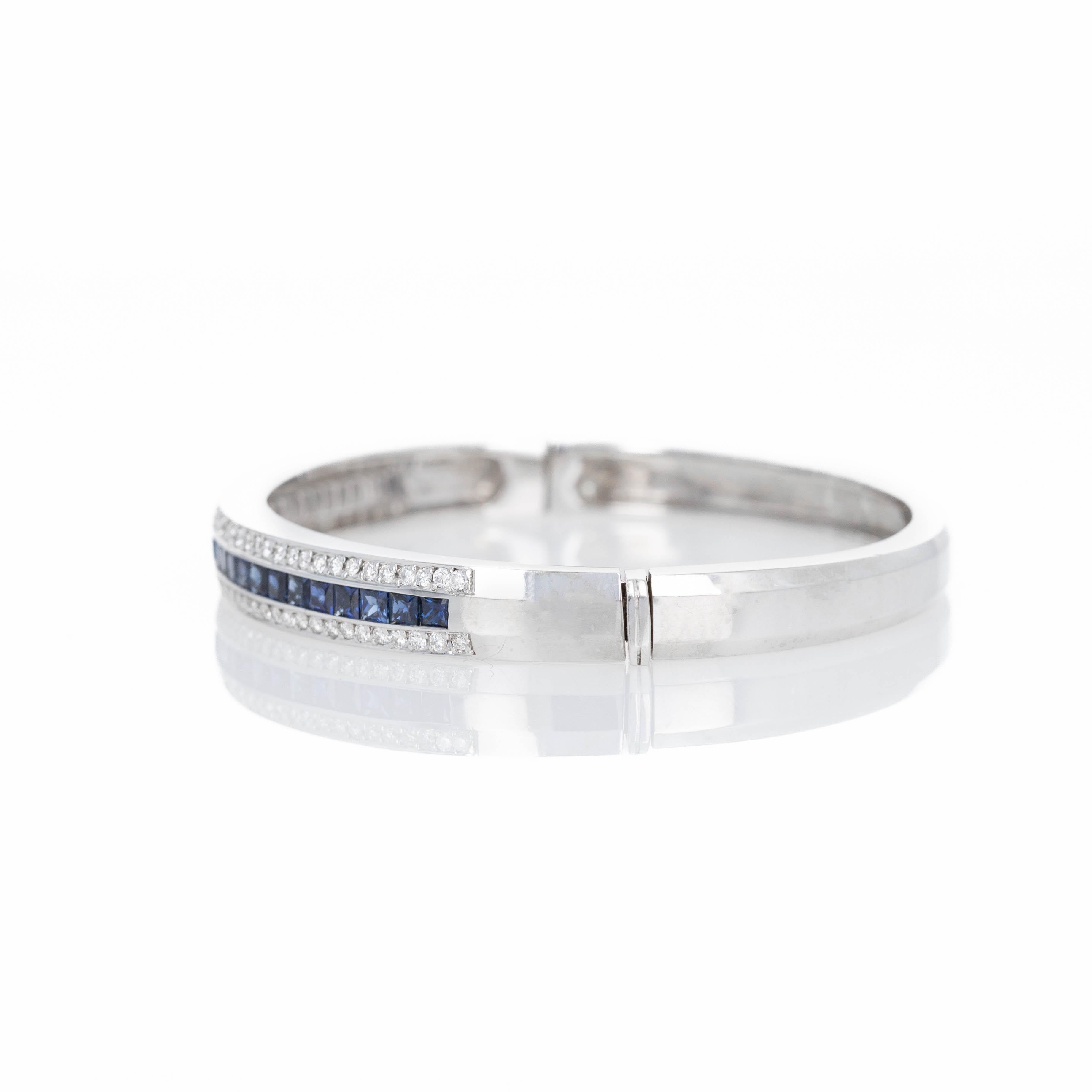 Donna Bracciale in oro bianco 18K con zaffiro e diamante da 3 carati in vendita