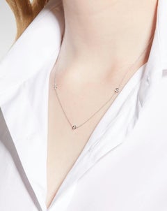18K White Gold 3 Diamonds Necklace