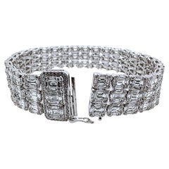18k White Gold 3 Rows Diamond Tennis Bracelet