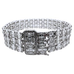 18k White Gold 3 Rows Diamond Tennis Bracelet