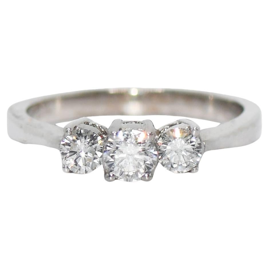 18K White Gold 3 Stone Diamond Ring .50tdw, 3.2gr For Sale