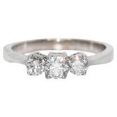 Retro 18K White Gold 3 Stone Diamond Ring .50tdw, 3.2gr