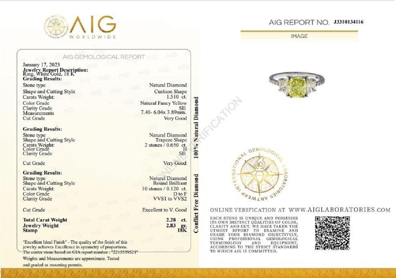 18 Karat Weißgold 3 Stein Pavé-Ring mit 2,28 Karat natürlichen Diamanten GIA-Zertifikat im Zustand „Neu“ im Angebot in רמת גן, IL