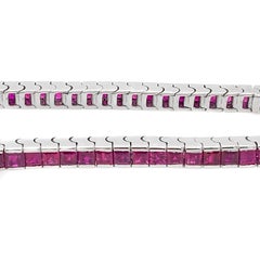 18 Karat Gold 3 Straight Line Emerald, Ruby and Sapphire Square Cut Bracelets