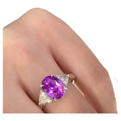 18K Weißgold 3,00 Karat natürlicher Saphir & 0,40 Karat Diamant Cocktail Ring