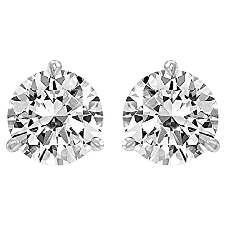 18k White Gold 3.00 Carat Stud Earrings