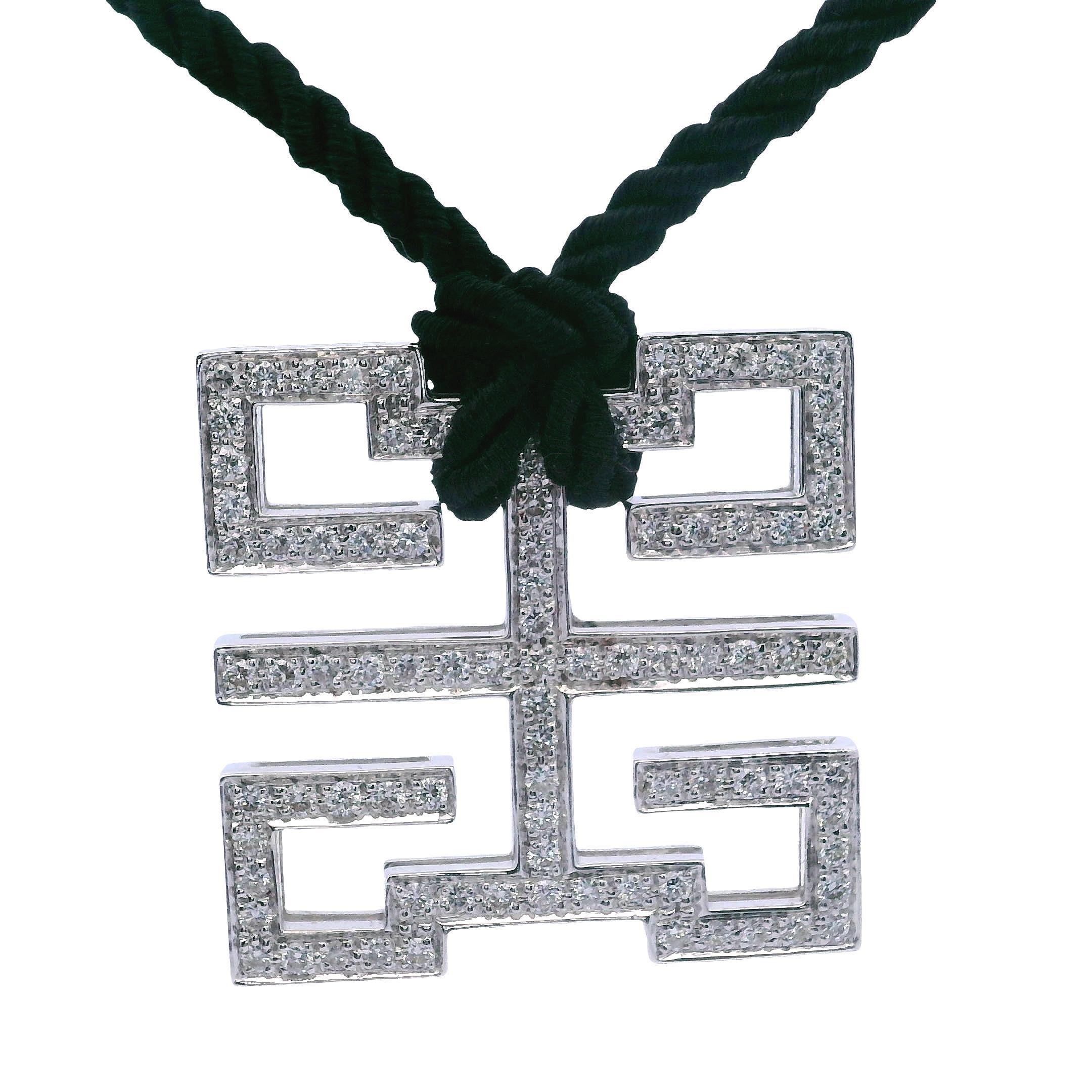 Taglio brillante Oro bianco 18K 3,00 Ct. Collana di diamanti in vendita