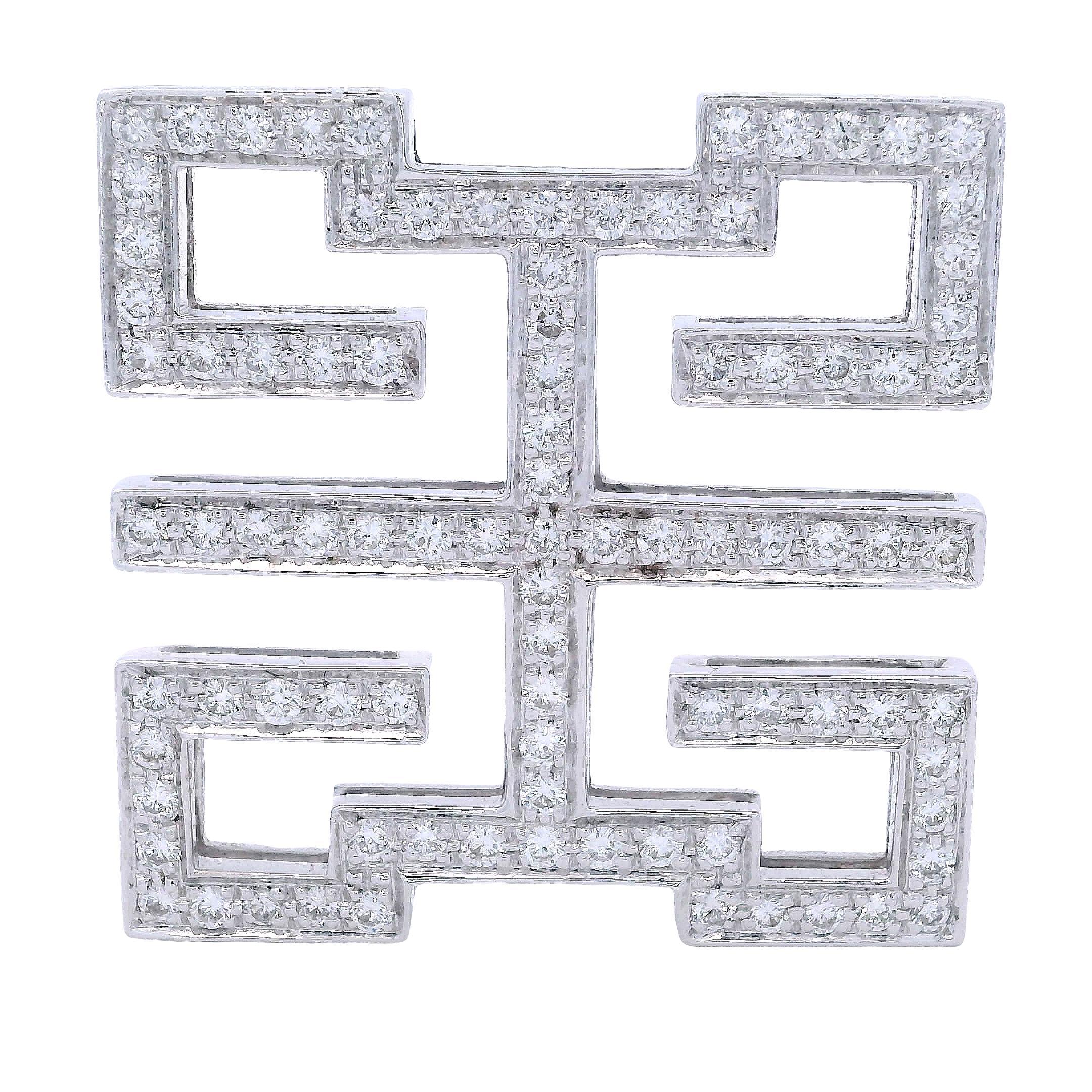 Oro bianco 18K 3,00 Ct. Collana di diamanti in vendita 1