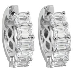 Pendientes de aro de oro blanco de 18 quilates con diamantes de 3,01 ct AER-18104