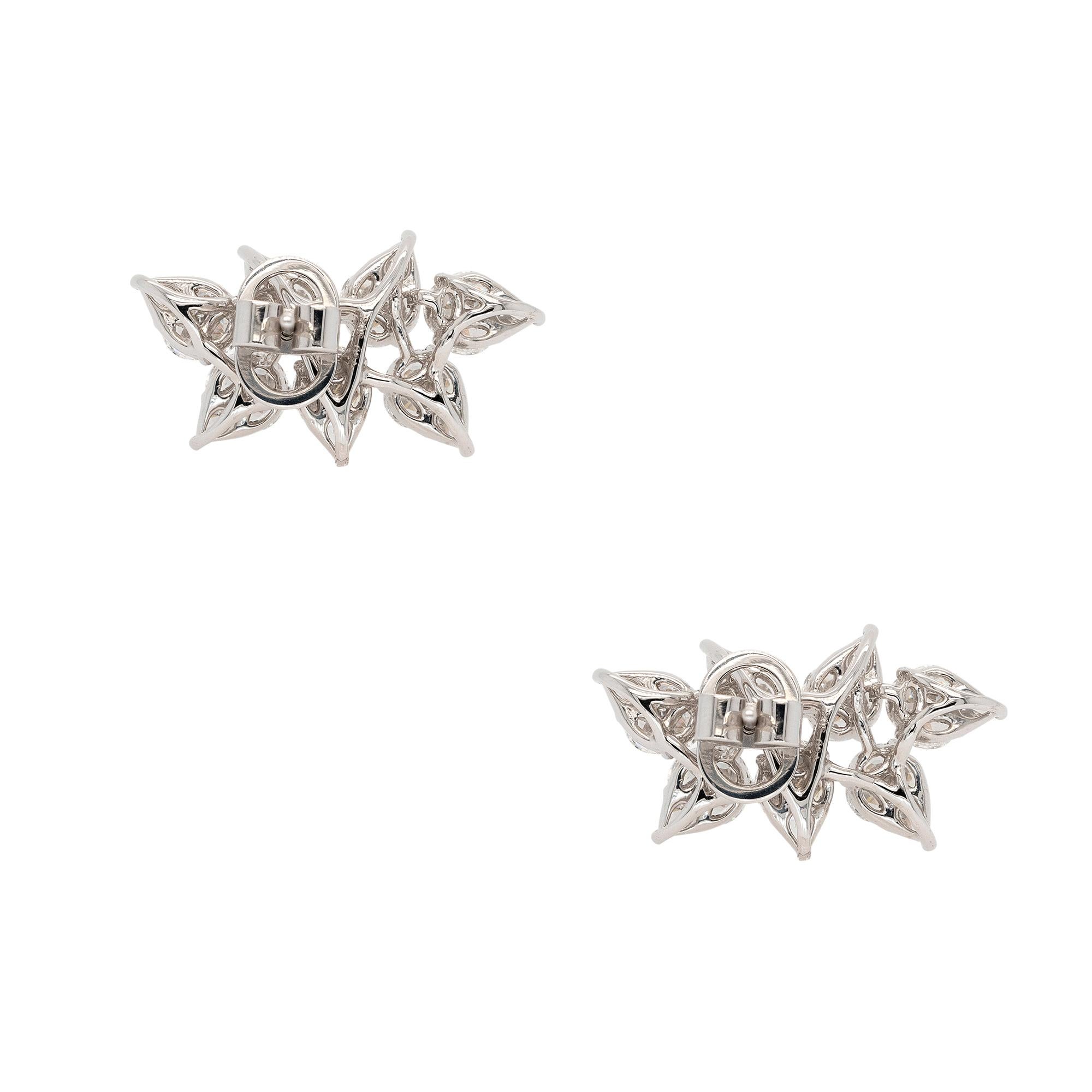 18k White Gold 3.03ct Mixed Cuts Natural Diamonds Stud Earrings In New Condition For Sale In Boca Raton, FL