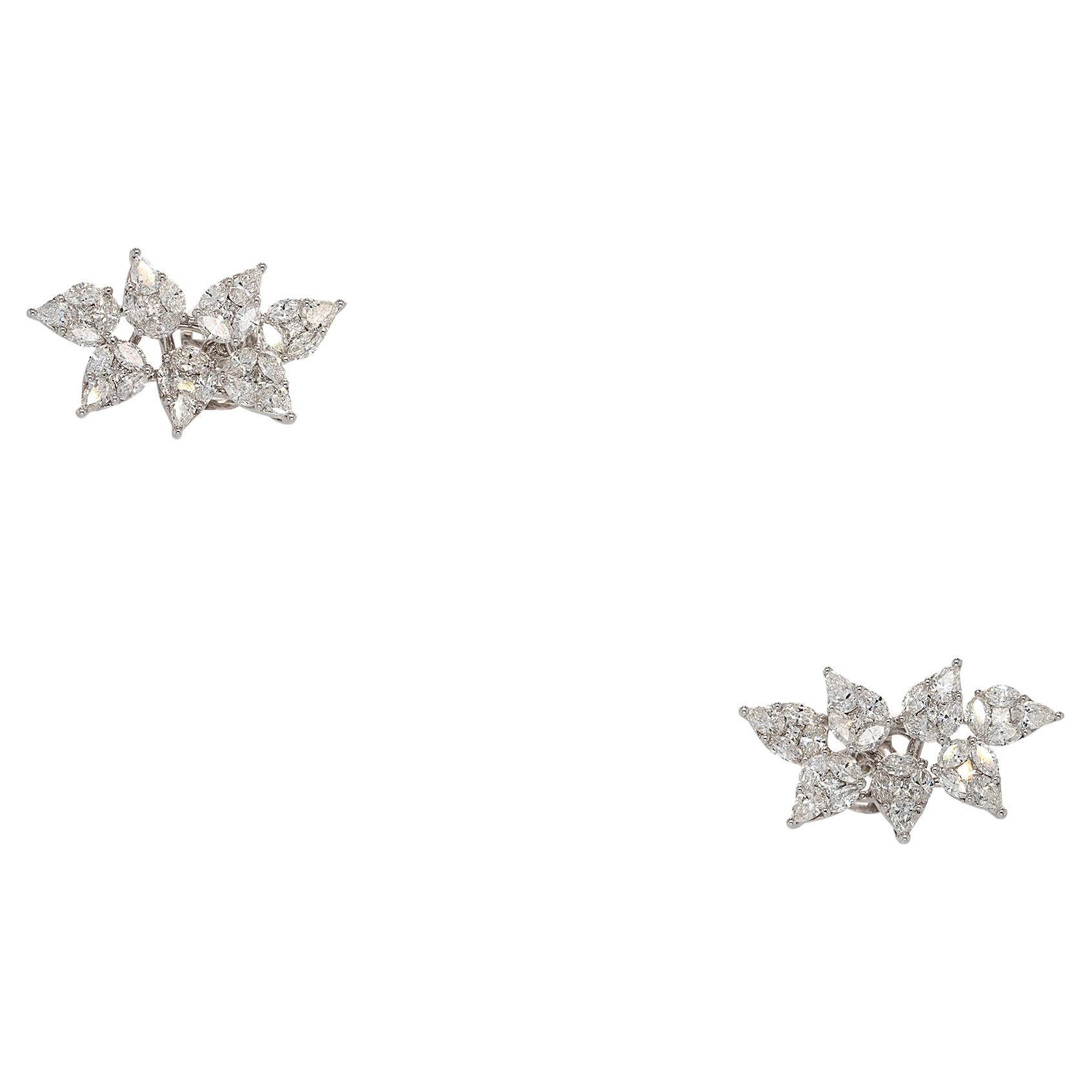 18k White Gold 3.03ct Mixed Cuts Natural Diamonds Stud Earrings For Sale