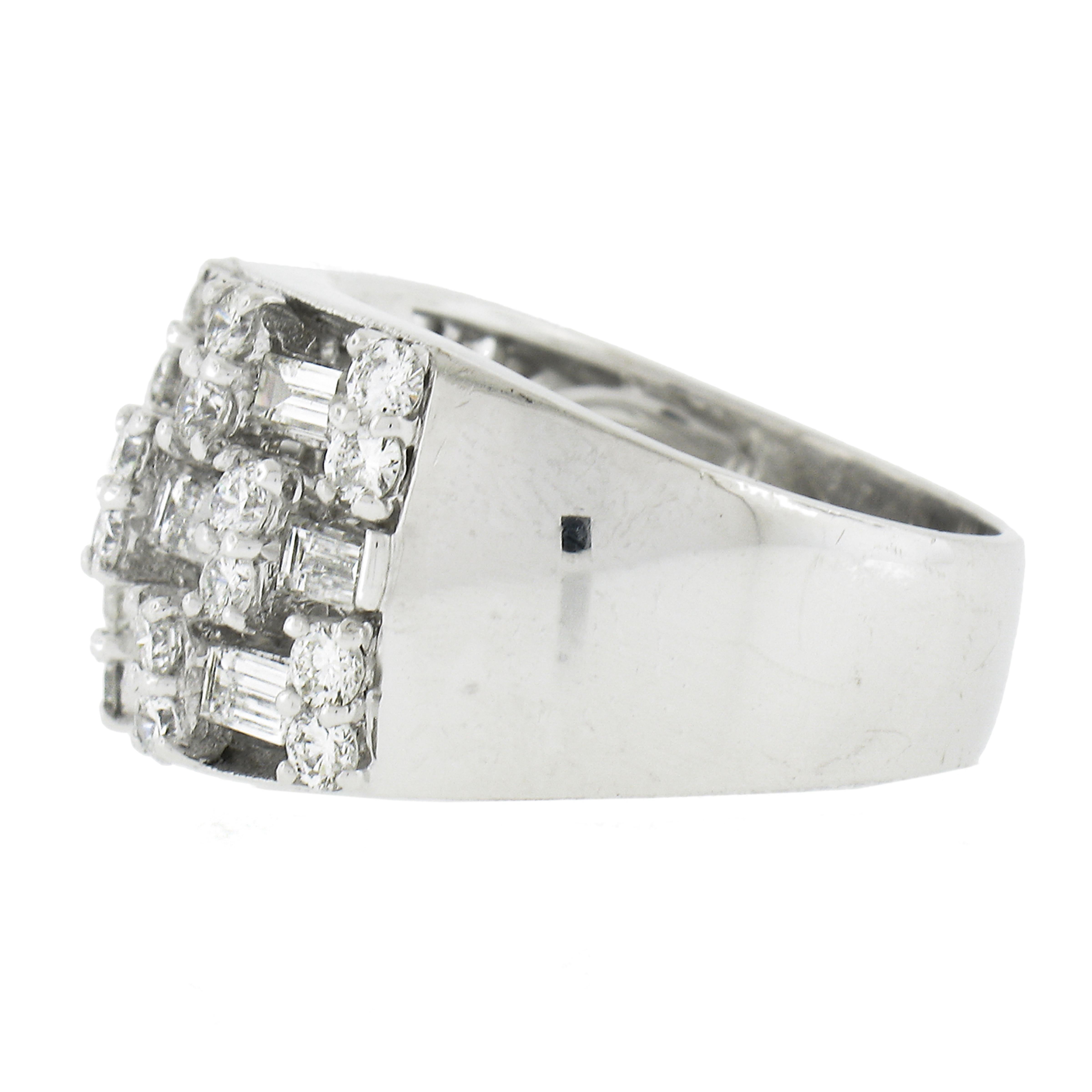 18K White Gold 3.07ct Channel Set Baguette & Round Diamond 13.1mm Wide Band Ring For Sale 1