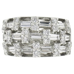 18K White Gold 3.07ct Channel Set Baguette 
Round Diamond 13.1mm Wide Band Ring