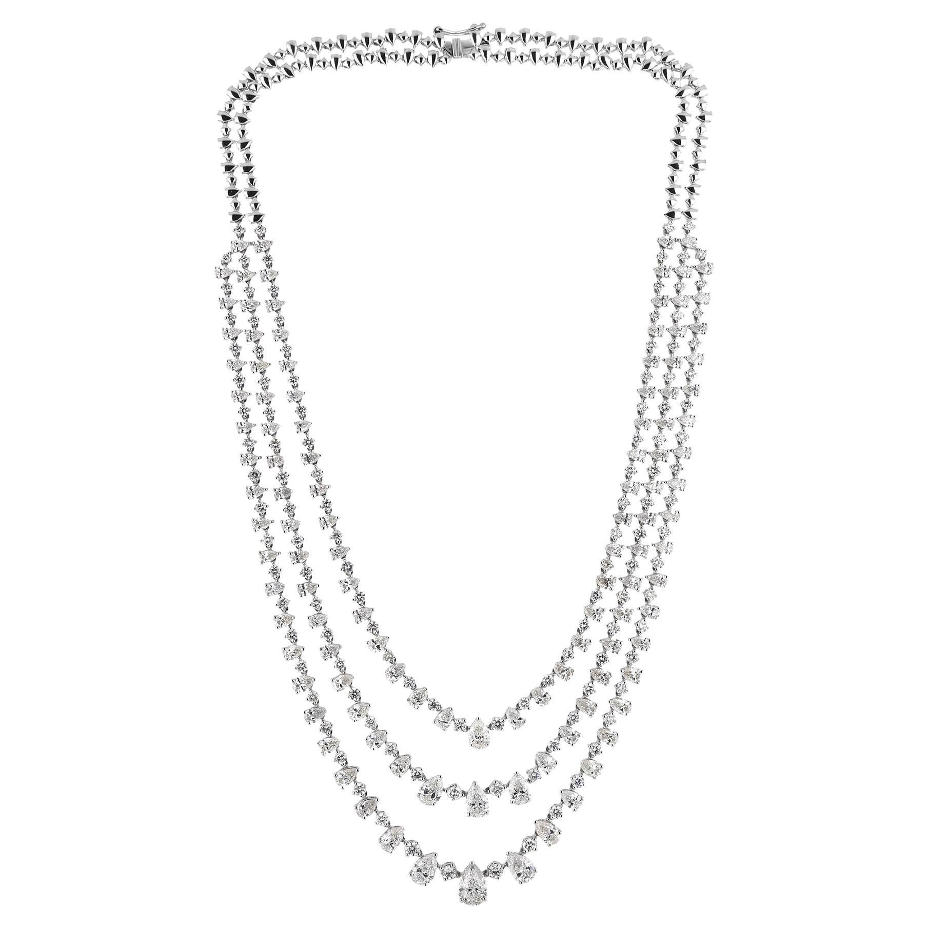 Collar de cadena de diamantes de 30,86 ct en oro blanco de 18 quilates