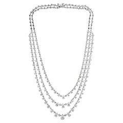 Collier en or blanc 18K avec chaîne de diamants de 30,86 ct à plusieurs brins